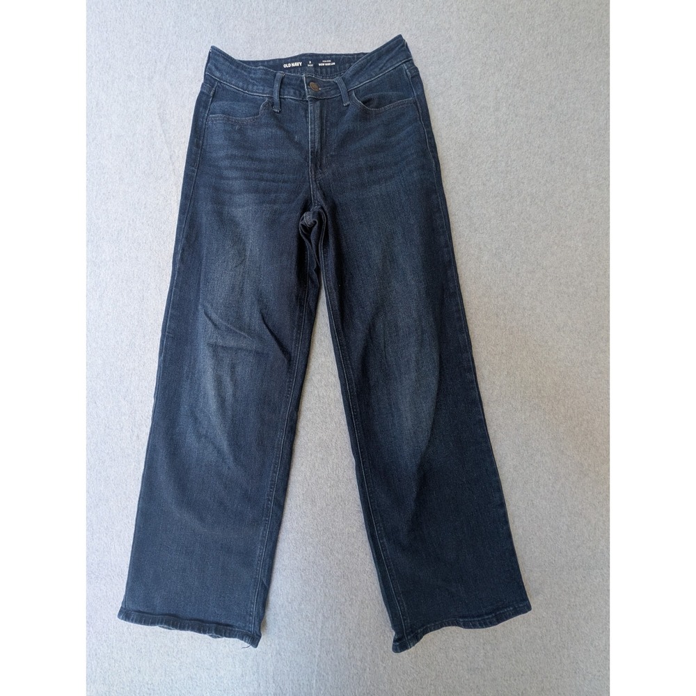 Old Navy Wow Wide Leg Jeans High Rise Dark Wash Denim Size 2 Short